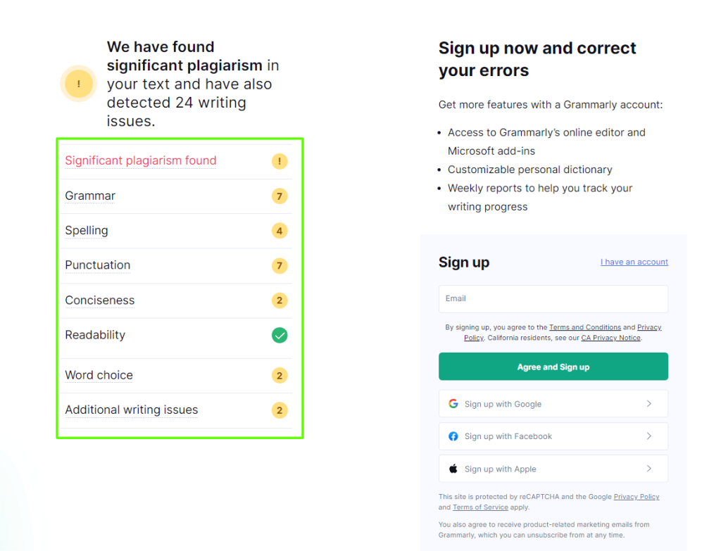 Grammarly - Plagiarism