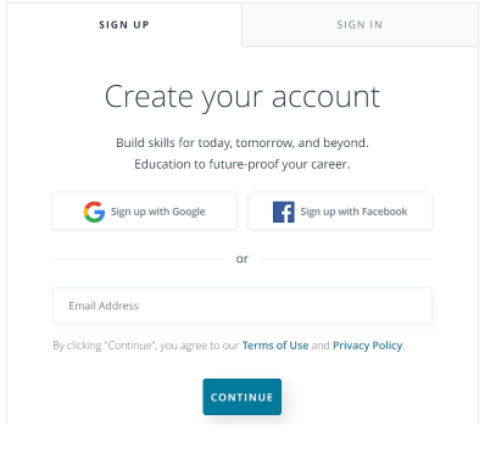 Udacity - Create A Account