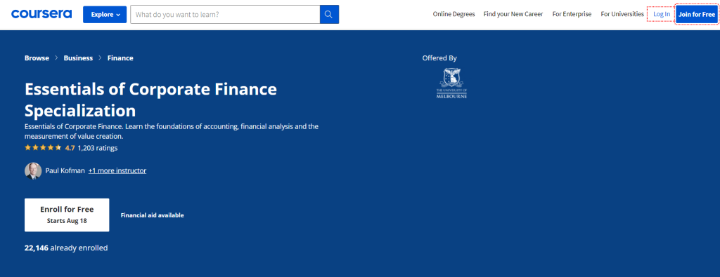 Essentials for Corporate Finance specialization Essentials for Corporate Finance specialization