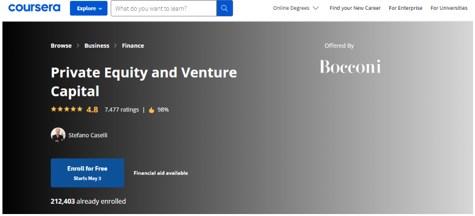 Private Equity And Venture Capital 