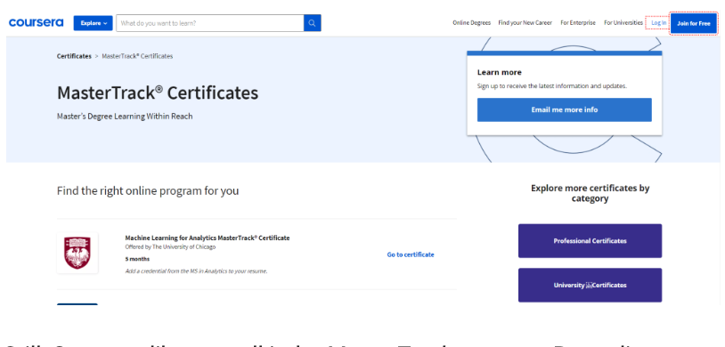 Coursera MasterTrack